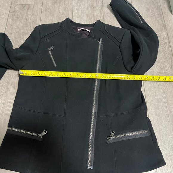 Gap Women Moto Jacket True Black Full Zip with Zip Pockets - Size Large EUC - Picture 5 of 6